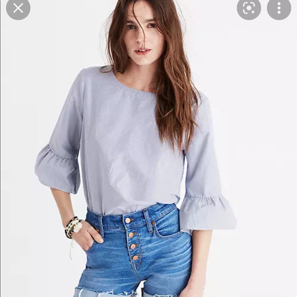 Madewell Pinstripe Bell sleeve top